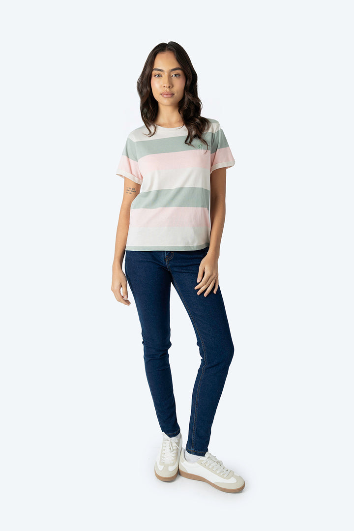 Playera de rayas rosa con verde - Hang Ten