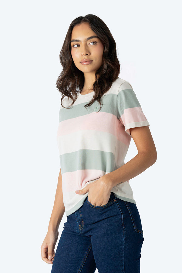 Playera de rayas rosa con verde - Hang Ten
