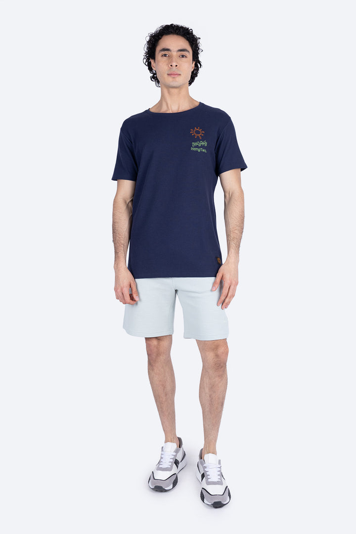 Playera azul  marino con textura - Hang Ten 