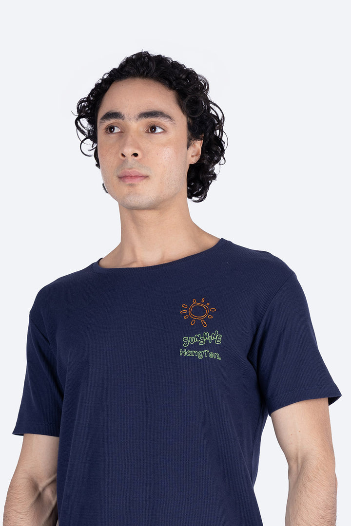 Playera azul  marino con textura - Hang Ten 