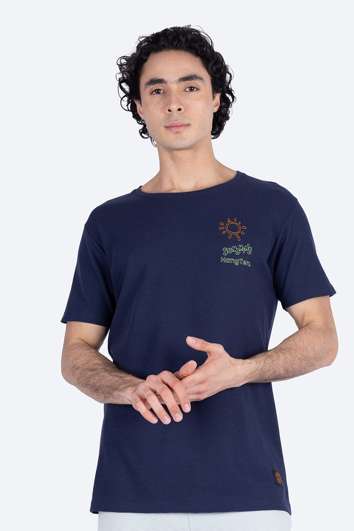 Playera azul  marino con textura - Hang Ten 