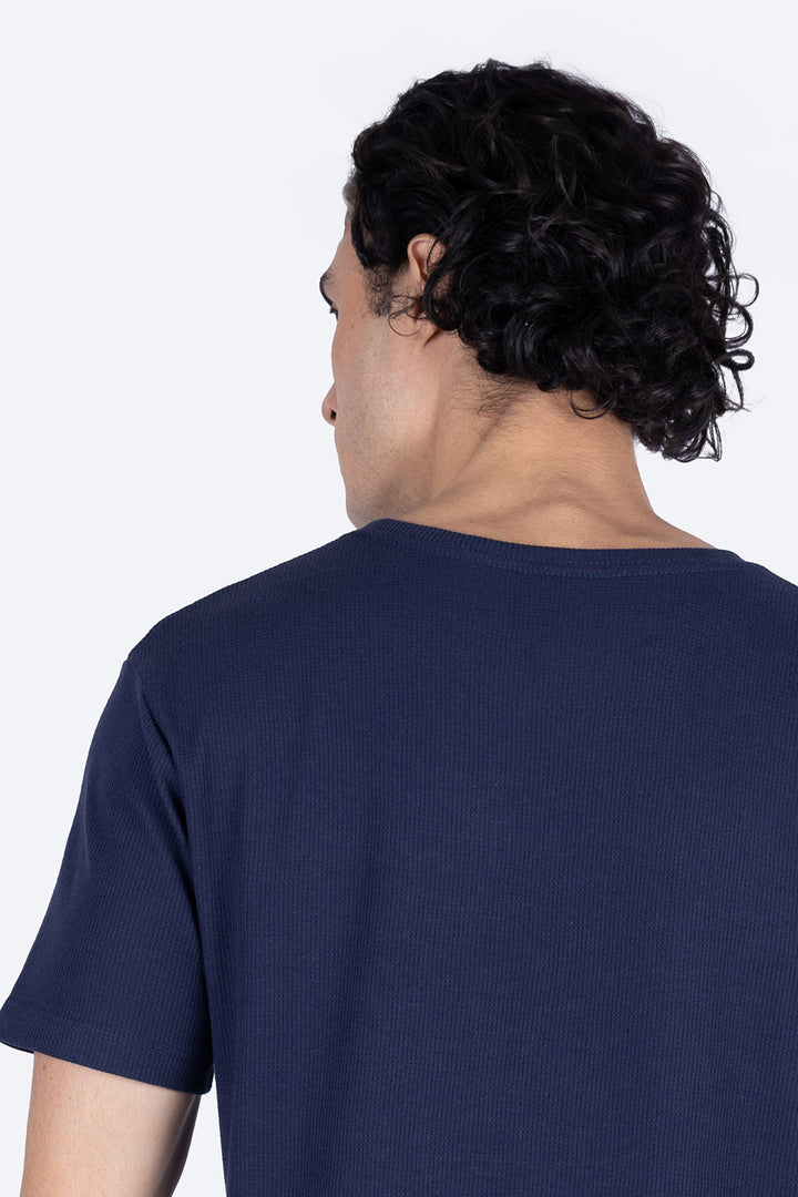 Playera azul  marino con textura - Hang Ten 