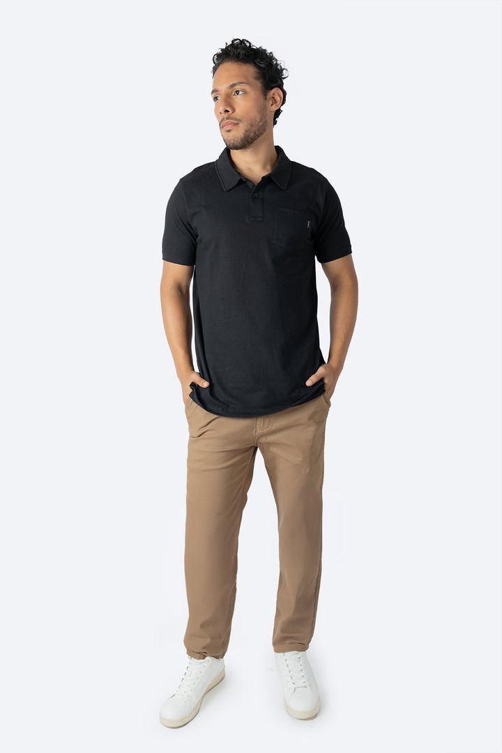 Polo básica negra con bolsa - Hang Ten