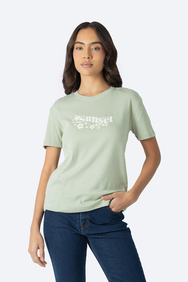 Playera verde estampado SUNSET - Hang Ten