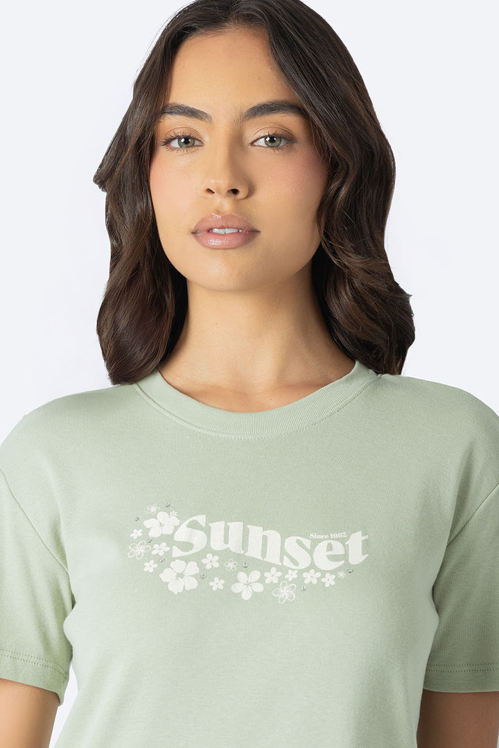 Playera verde estampado SUNSET - Hang Ten