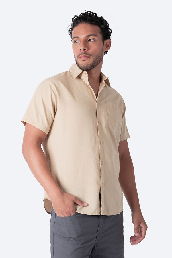 Camisa regular fit café claro - Hang Ten