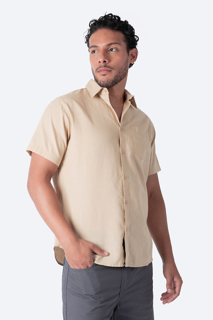 Camisa regular fit café claro - Hang Ten