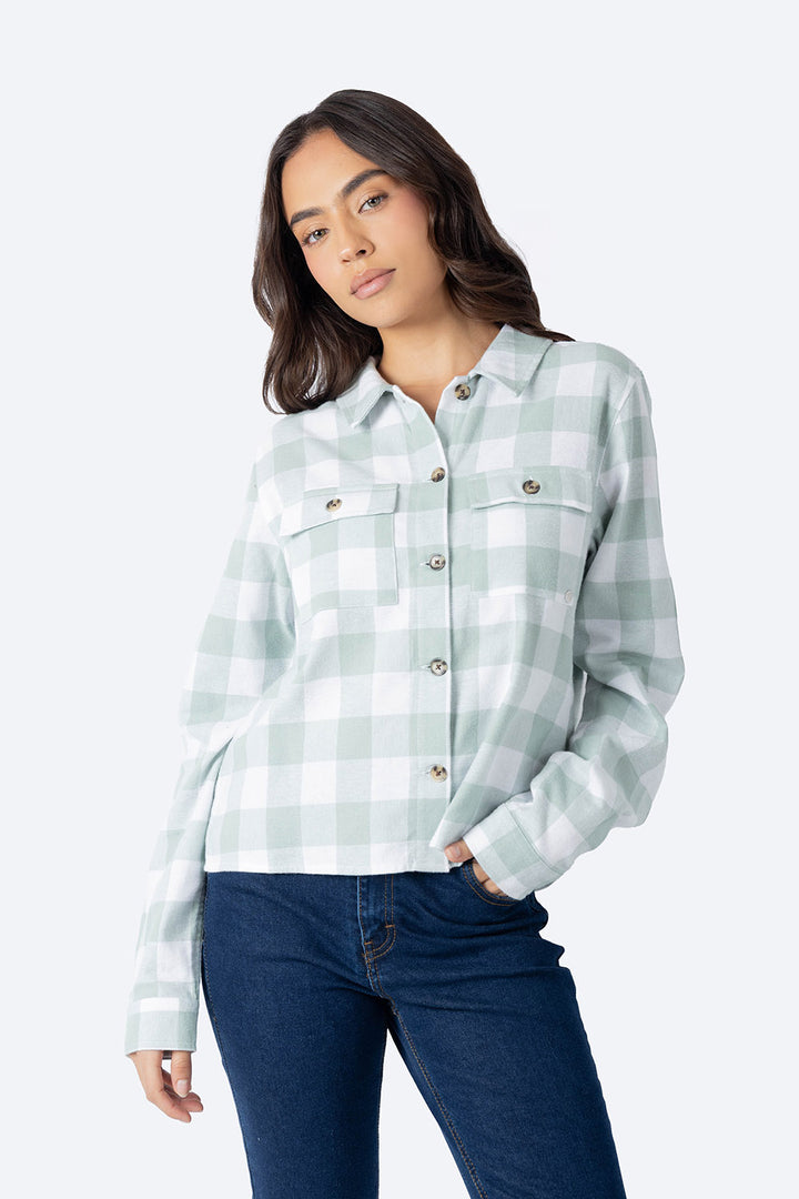 Blusa a cuadros verde con blanco  - Hang Ten