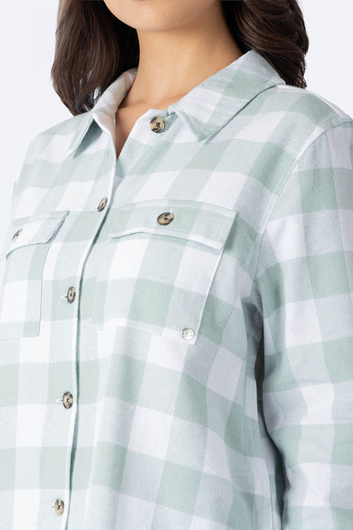 Blusa a cuadros verde con blanco  - Hang Ten