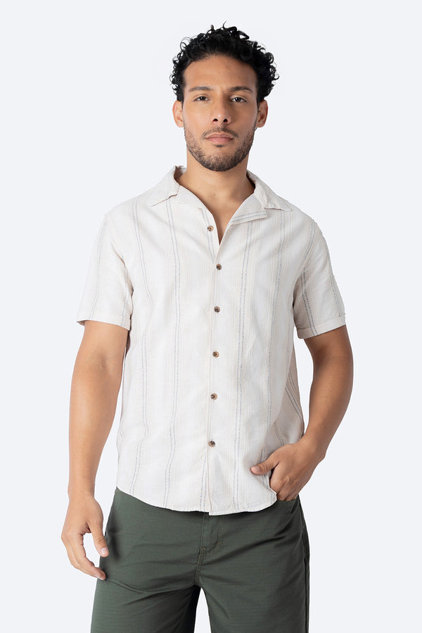 Camisa beige claro con textura - Hang Ten