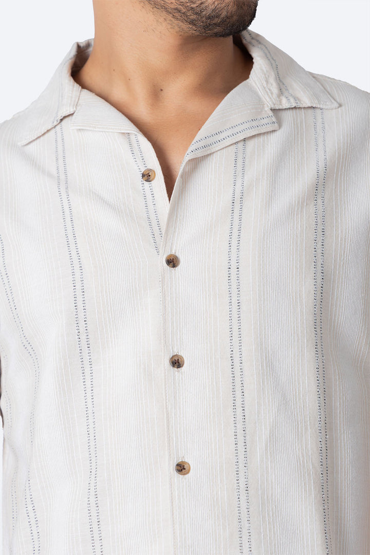 Camisa beige claro con textura - Hang Ten