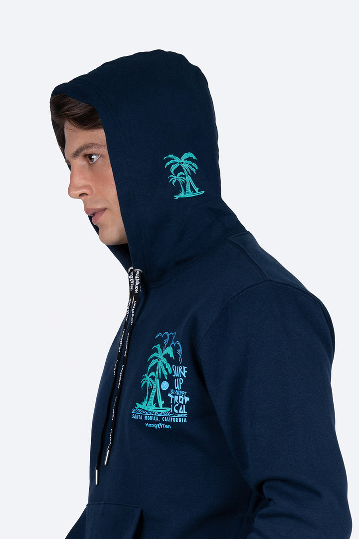 Sudadera cerrada con estampado palmeras - Hang Ten