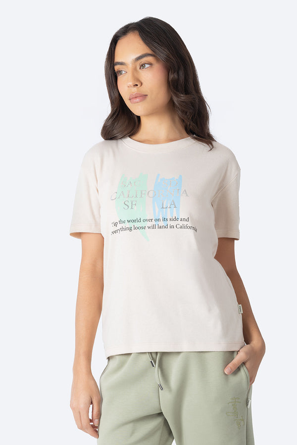 Playera café claro estampado CALIFORNIA - Hang Ten