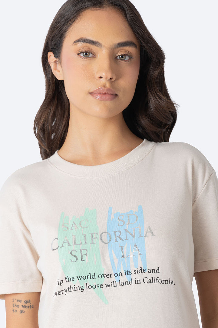 Playera café claro estampado CALIFORNIA - Hang Ten