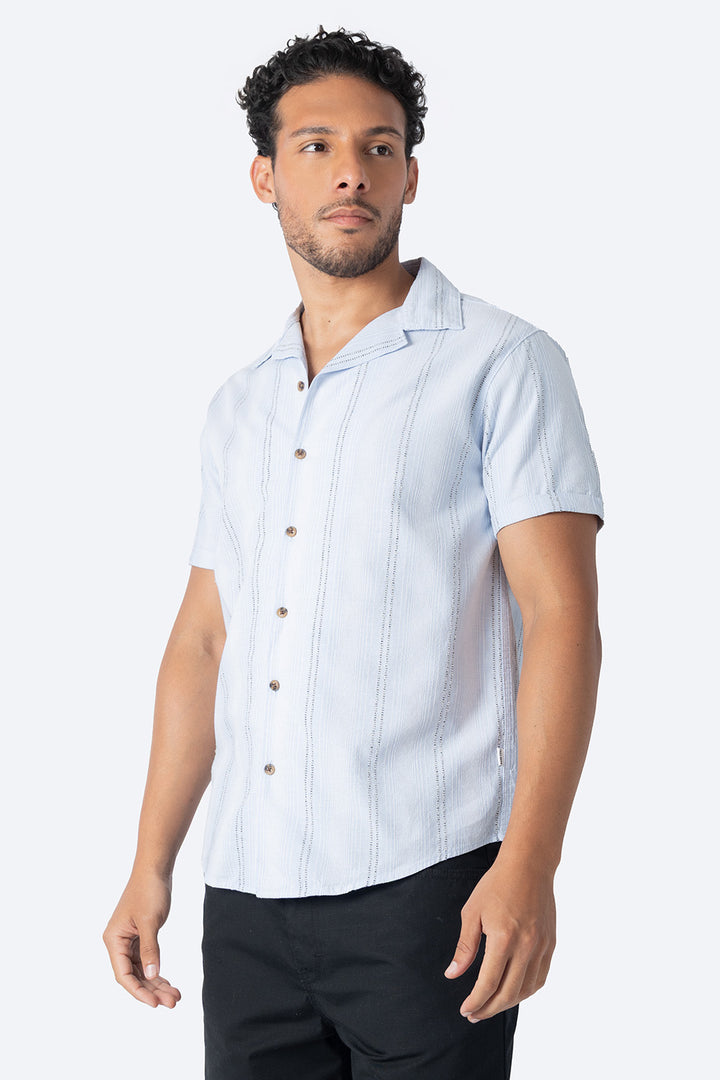 Camisa azul claro con textura - Hang Ten