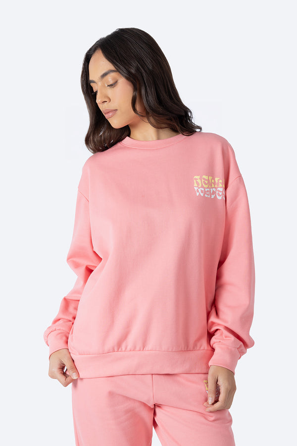 Sudadera rosa con estampado en espalda -  Hang Ten