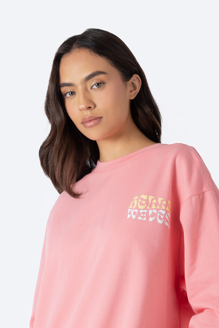 Sudadera rosa con estampado en espalda -  Hang Ten