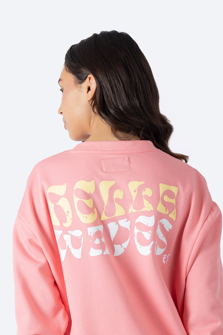 Sudadera rosa con estampado en espalda -  Hang Ten