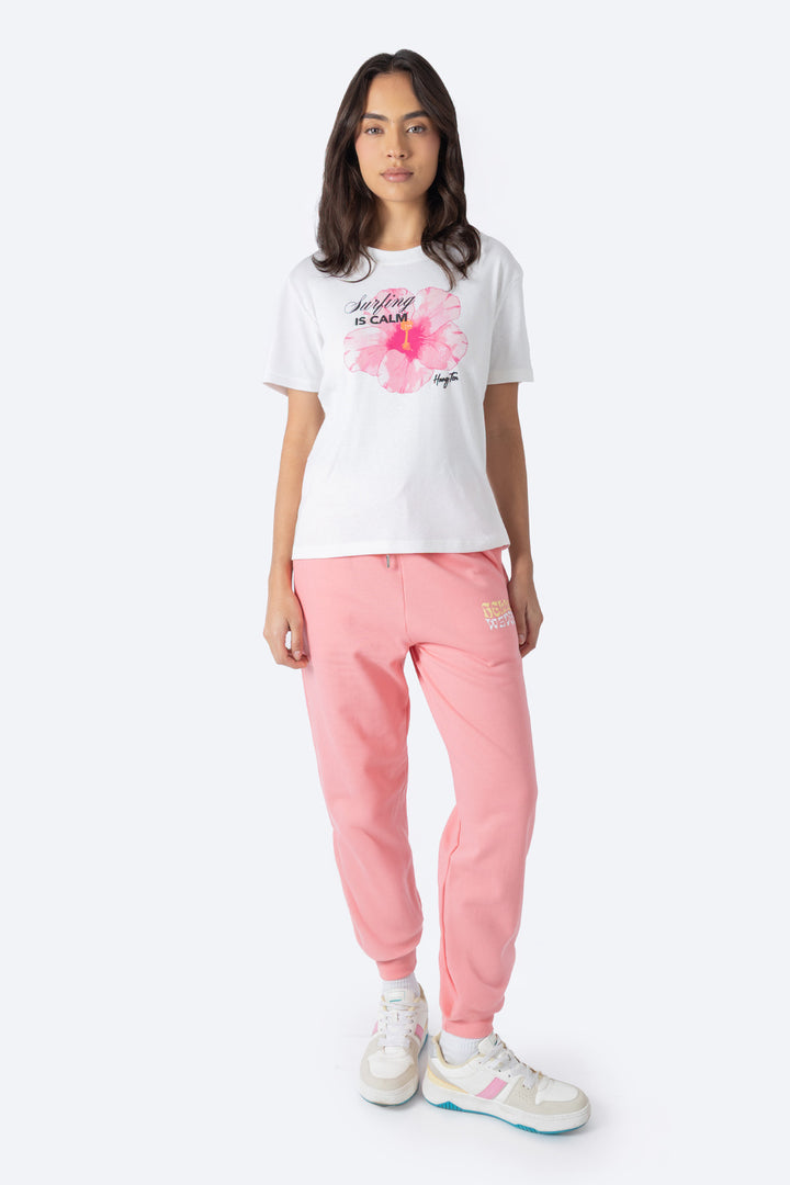 Playera beige estampado de flor - Hang Ten