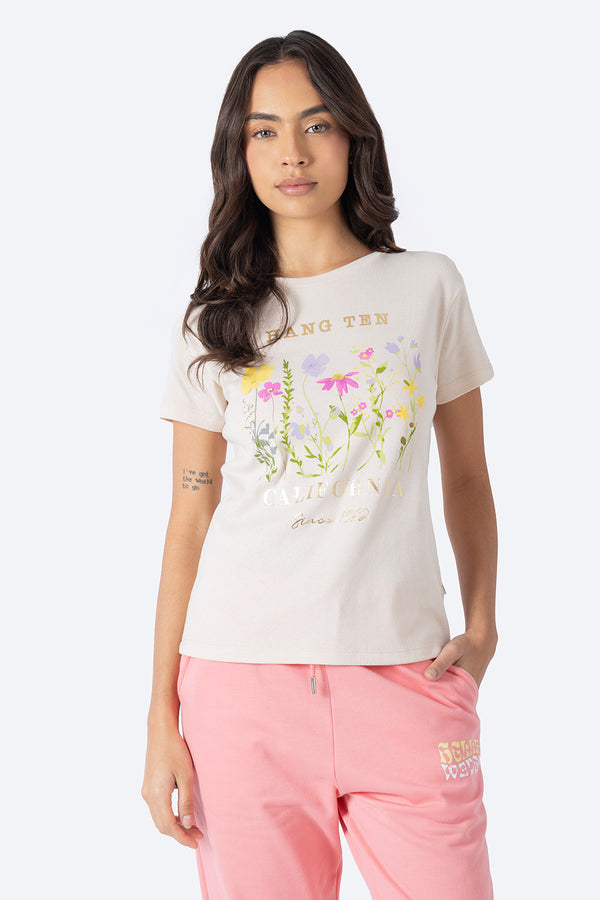 Playera café estampado floral - Hang Ten