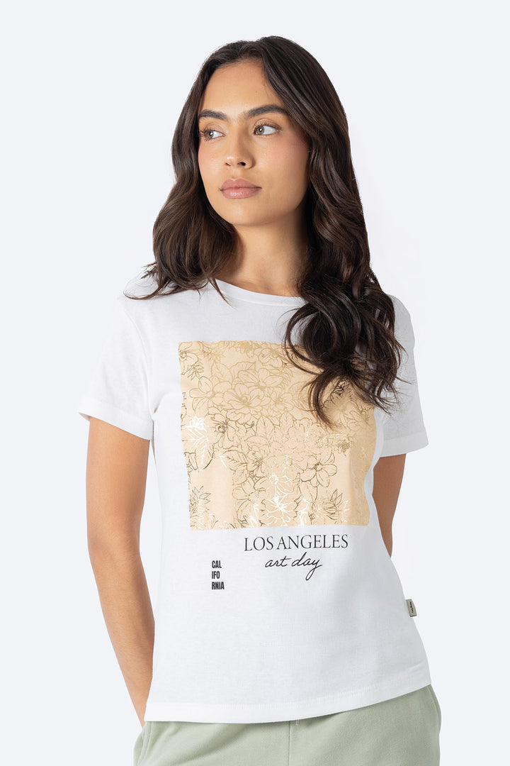 Playera beige estampado floral - Hang Ten