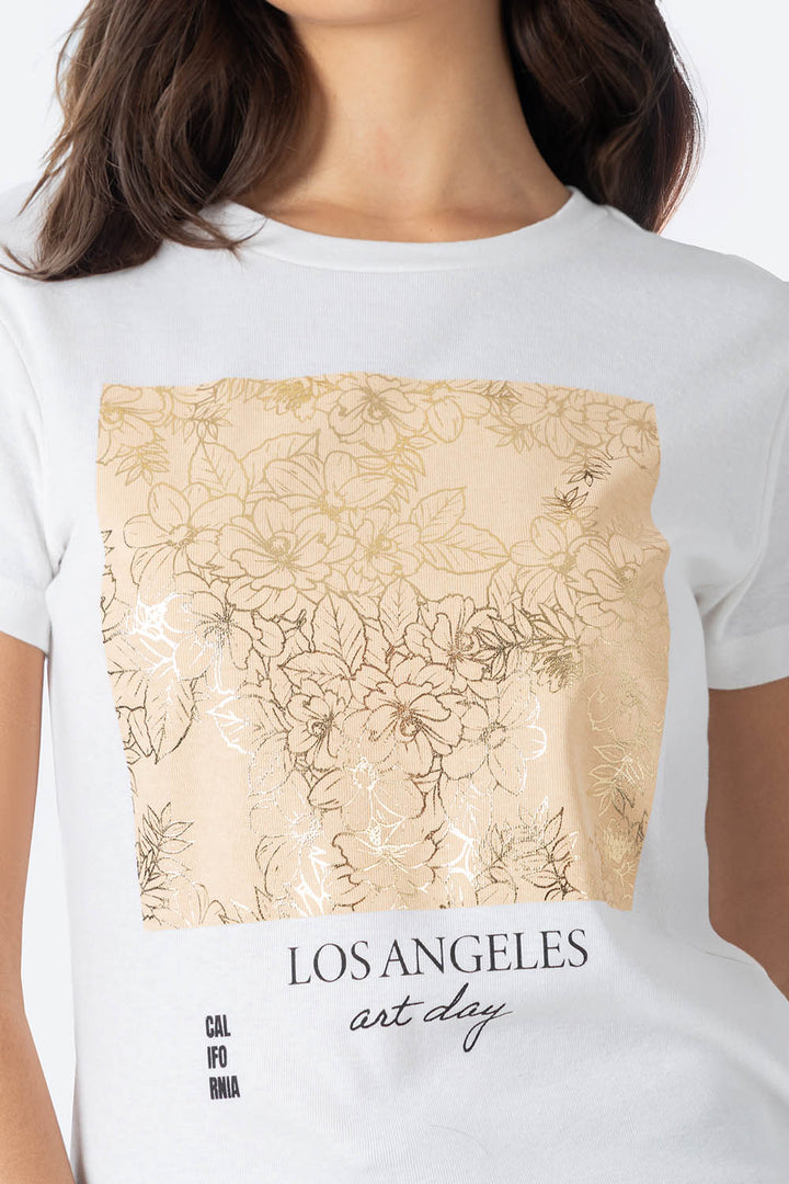 Playera beige estampado floral - Hang Ten