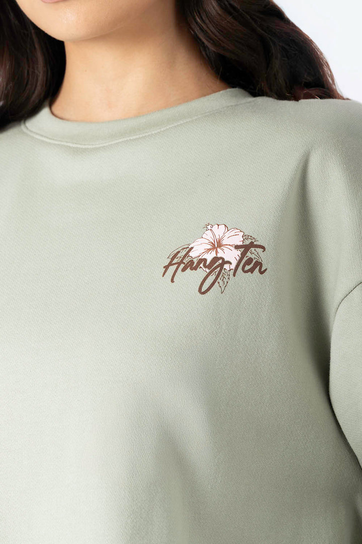 Sudadera verde con estampado en espalda -  Hang Ten