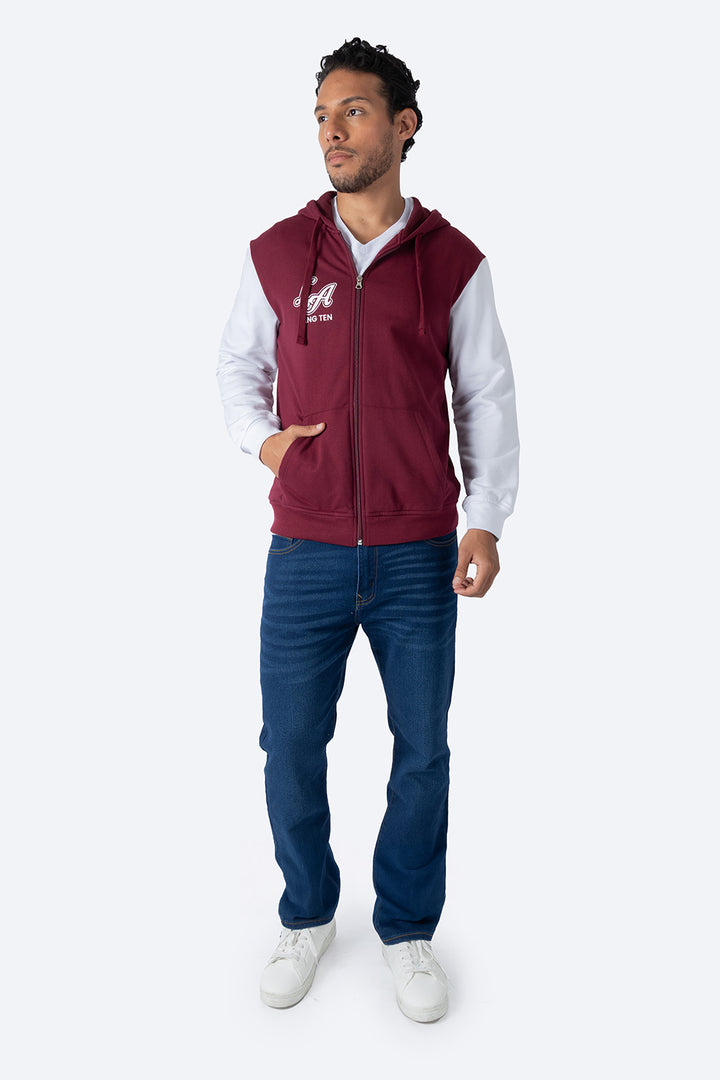 Sudadera abierta vino con blanco  - Hang Ten 