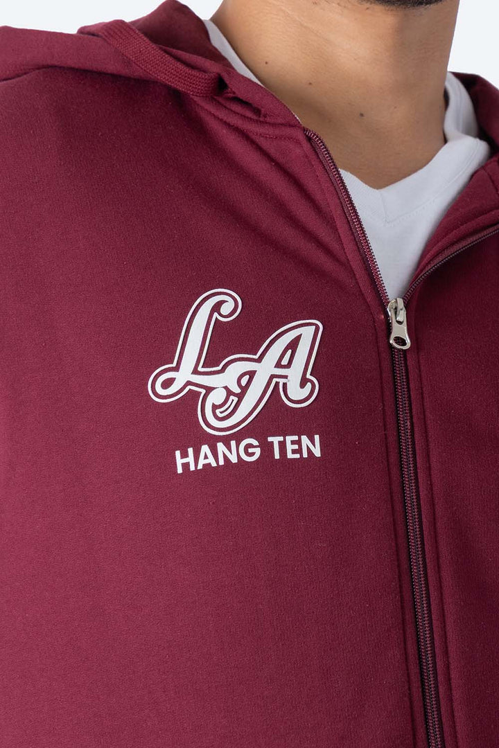 Sudadera abierta vino con blanco  - Hang Ten 