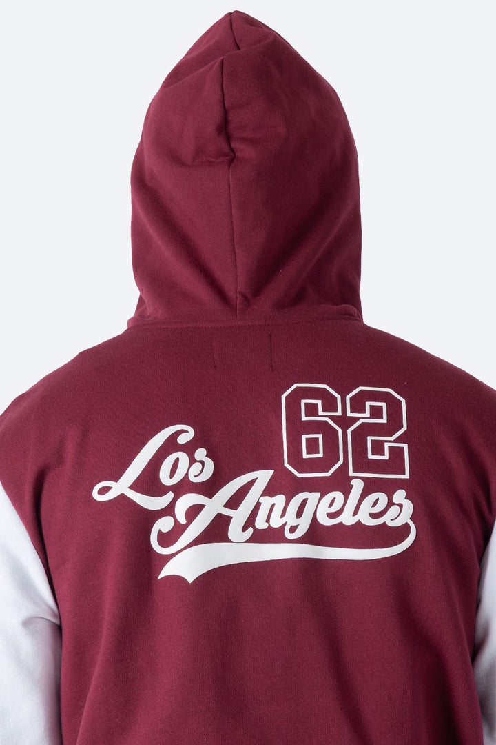 Sudadera abierta vino con blanco  - Hang Ten 