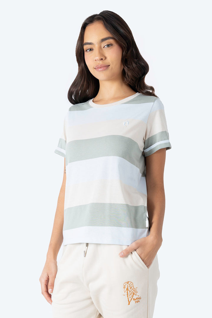 Playera de rayas azul con verde - Hang Ten