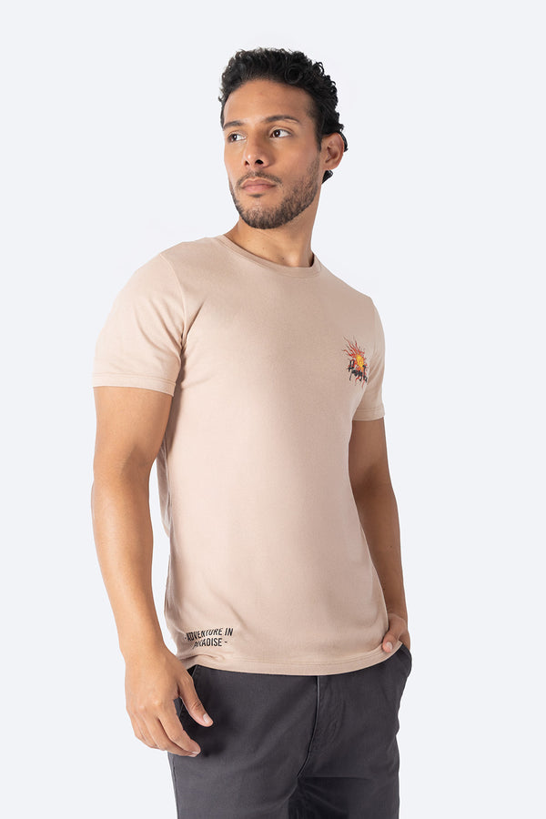 Playera café estampado en espalda - Hang Ten 