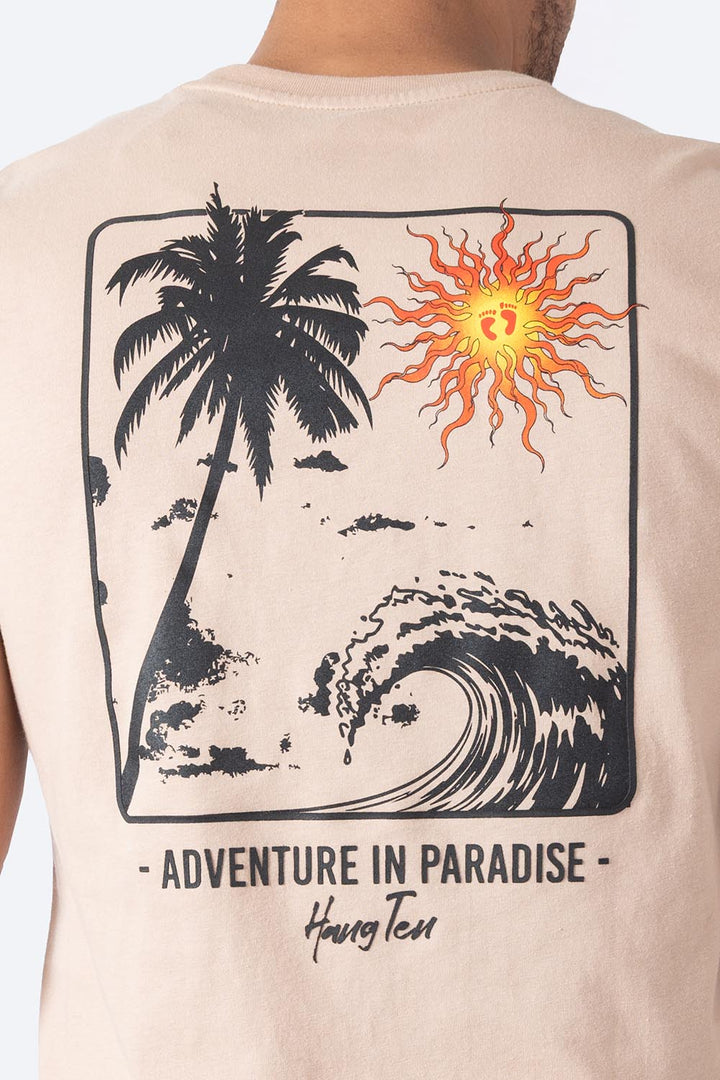 Playera café estampado en espalda - Hang Ten 