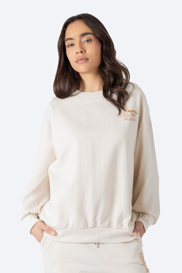 Sudadera beige con estampado en espalda -  Hang Ten