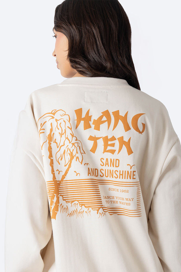 Sudadera beige con estampado en espalda -  Hang Ten
