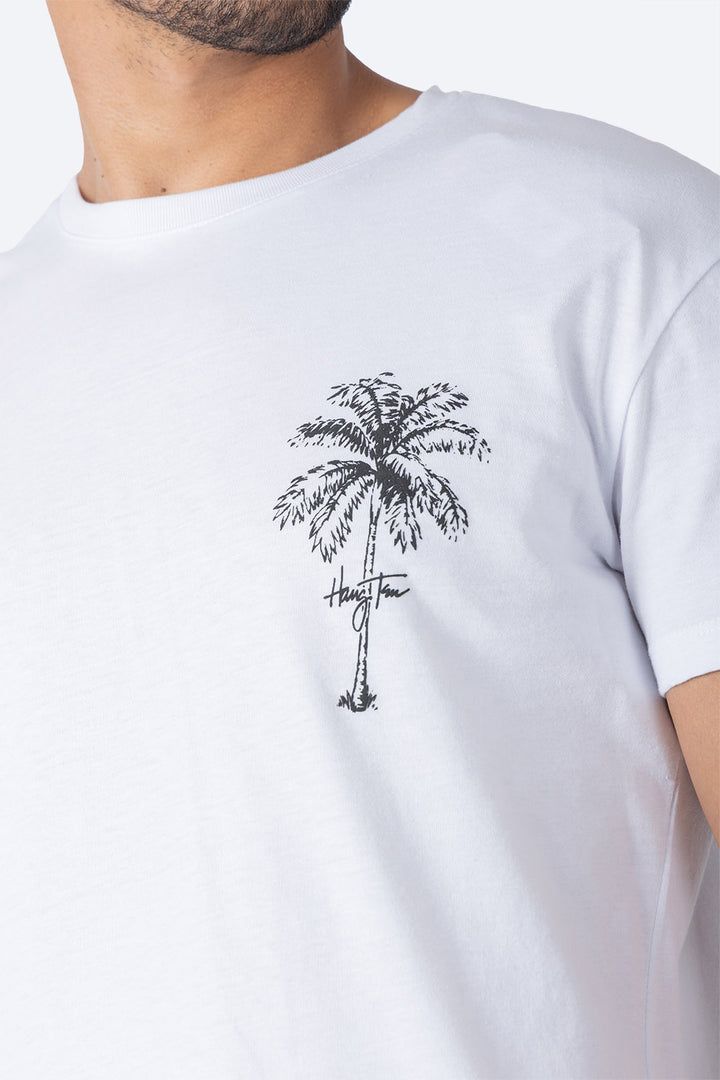 Playera blanca estampado en espalda - Hang Ten 