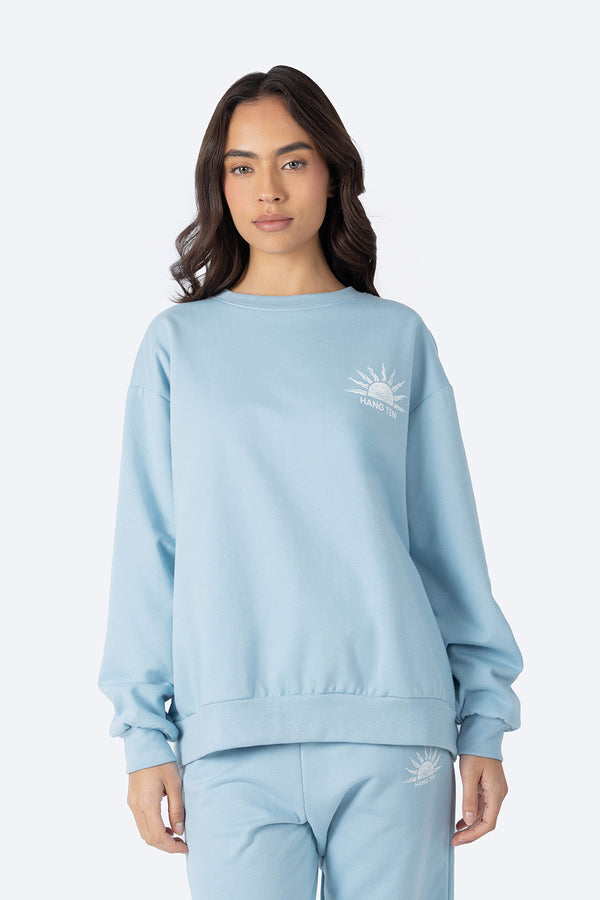 Sudadera azul con estampado en espalda -  Hang Ten