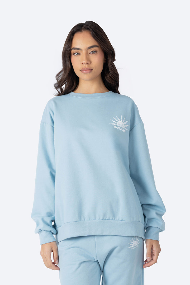 Sudadera azul con estampado en espalda -  Hang Ten