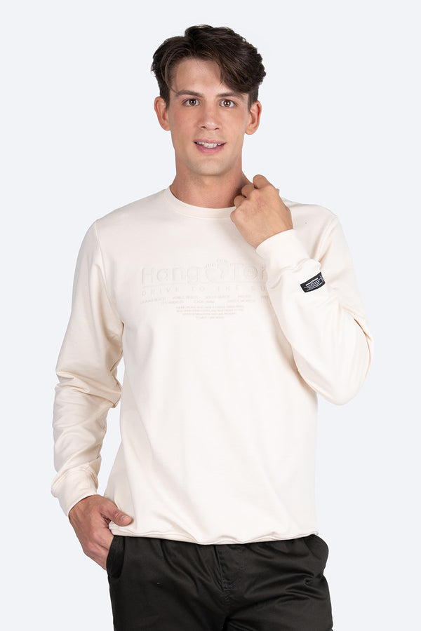 Sudadera beige estampado Hang Ten