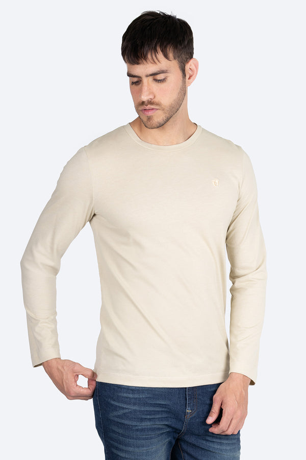 Playera beige manga larga