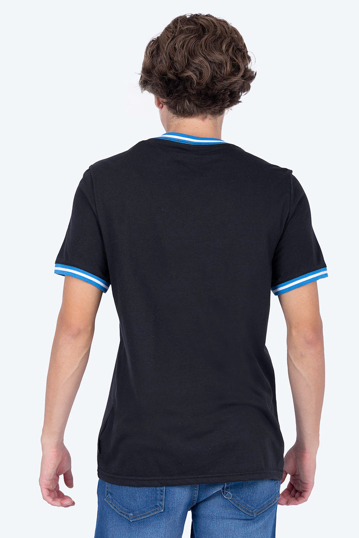 Playera negra bies a contraste azul - Hang Ten 