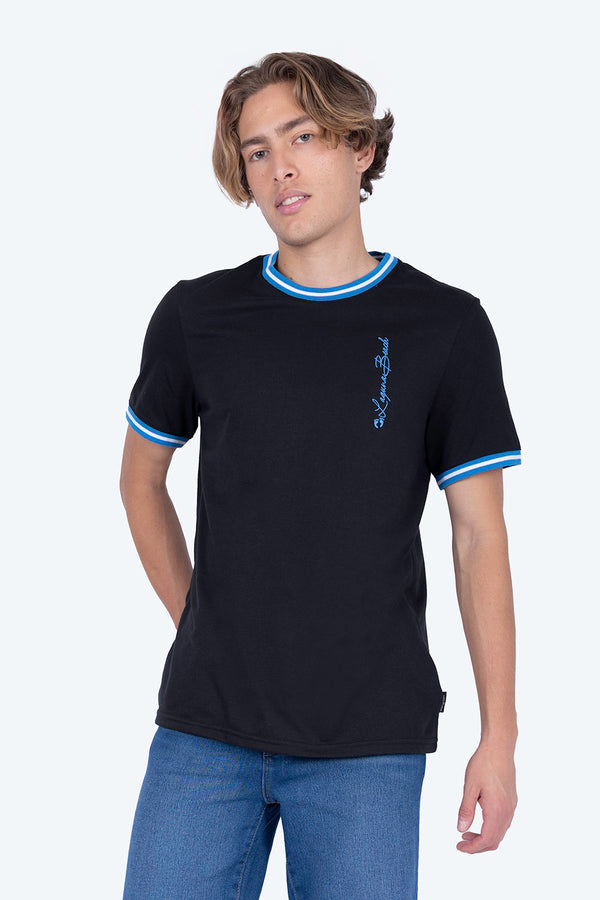 Playera negra bies a contraste azul - Hang Ten 