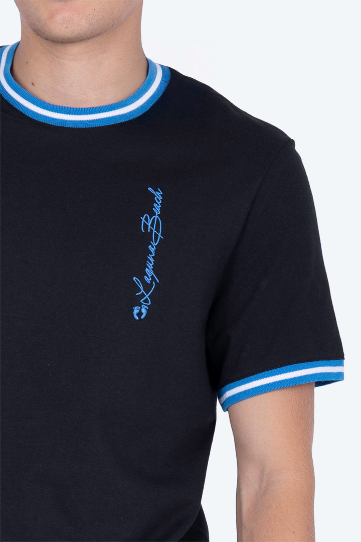 Playera negra bies a contraste azul - Hang Ten 