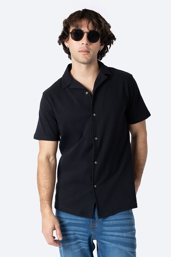 Camisa negra con textura - Hang Ten