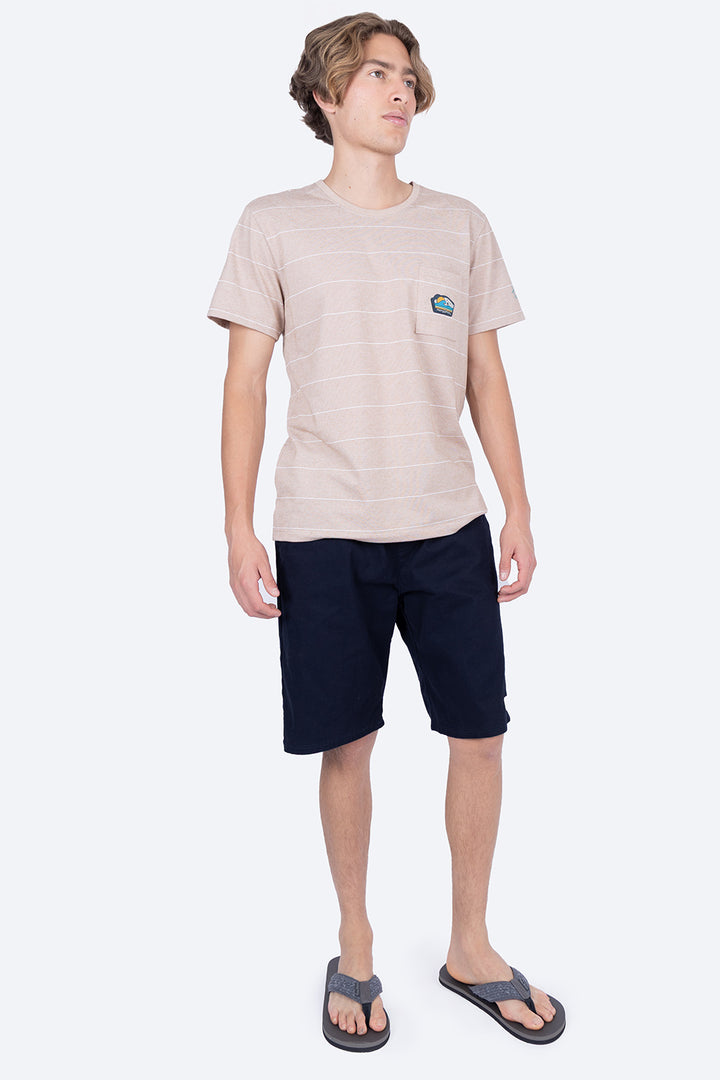Playera rayada café claro cuello redondo - Hang Ten 