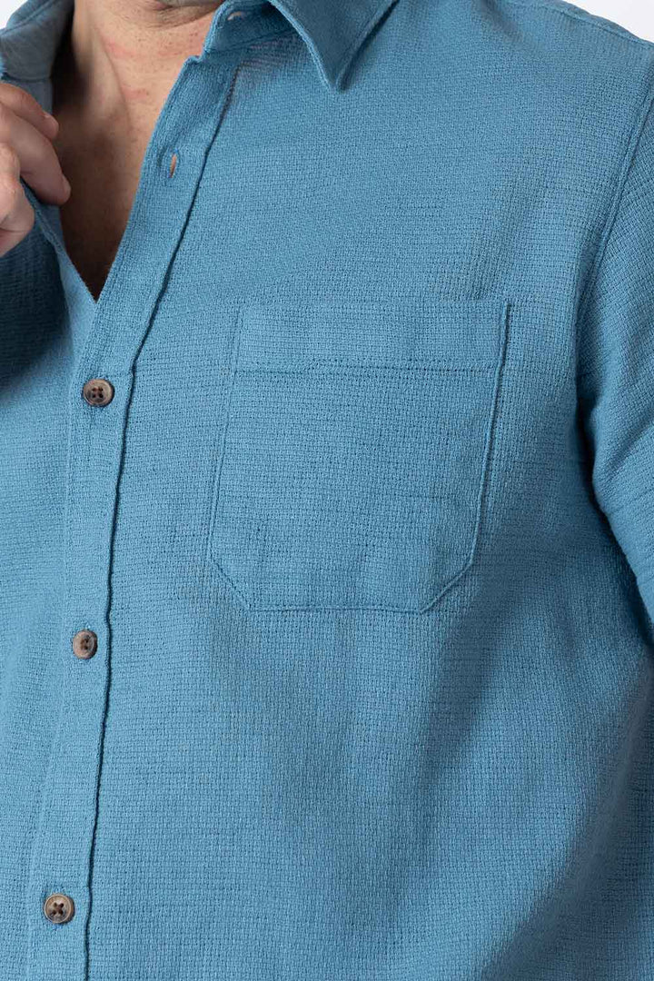 Camisa con textura en tono turquesa  - Hang Ten