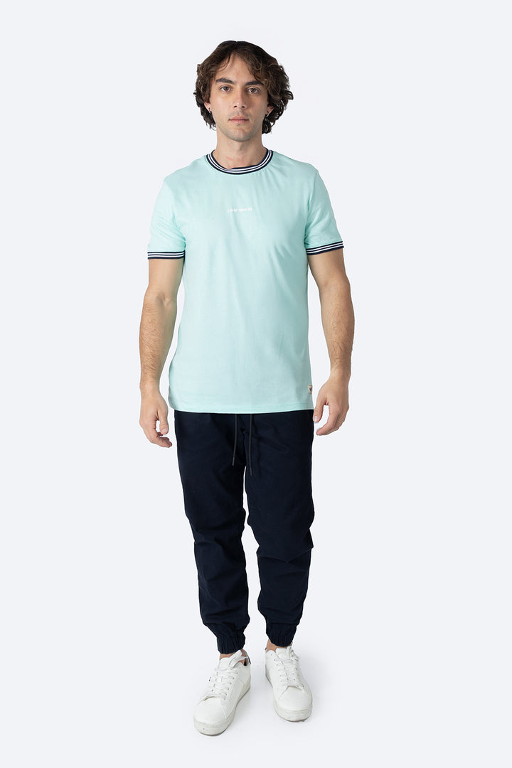 Playera aqua bies a contraste negro - Hang Ten 