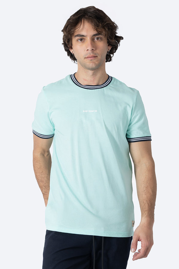Playera aqua bies a contraste negro - Hang Ten 