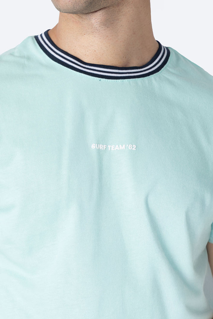 Playera aqua bies a contraste negro - Hang Ten 