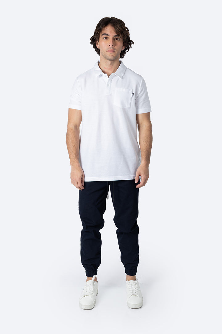 Polo pique básica blanca con bolsa  - Hang Ten